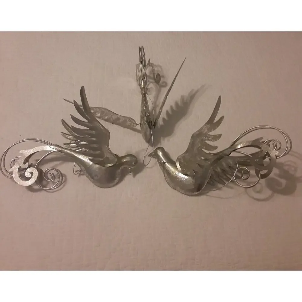 Tin Metal Bird Ornaments Plus Bonus Christmas Expanding Wings